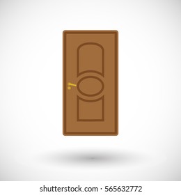 Door icon. Flat design of room entrance with round shadow. Vector illustration