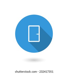 Door icon. Flat icon with long shadow