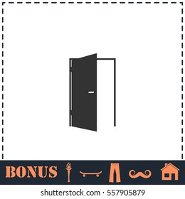 Door icon flat. Simple vector symbol and bonus icon