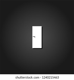Door icon flat. Simple White pictogram on black background with shadow. Vector illustration symbol