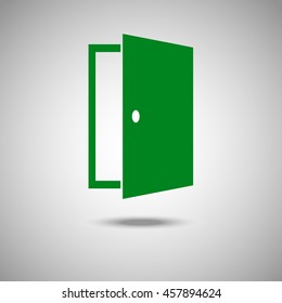 Door icon. Flat style. Grey background. Vector illustration.