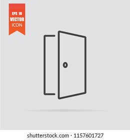 Door icon in flat style isolated on grey background. For your design, logo. Vector illustration.