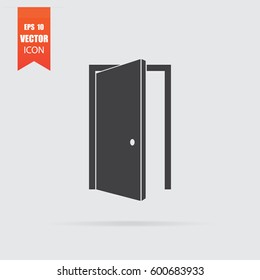 Door icon in flat style isolated on grey background. For your design, logo. Vector illustration.