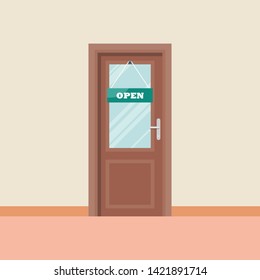 Door icon in flat style. Vector illustration