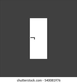Door icon flat. Vector white illustration isolated on black background. Flat symbol