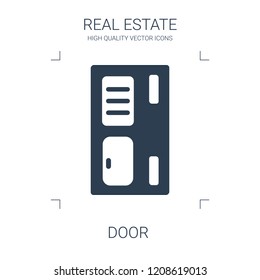 door icon. high quality filled door icon on white background. from real estate collection flat trendy vector door symbol. use for web and mobile