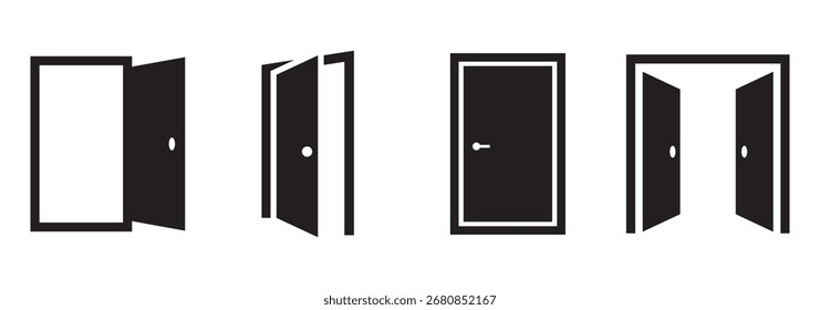 Icono de puerta Imágenes. Icono de puerta abierta. Icono de puerta cerrada, Ilustración vectorial