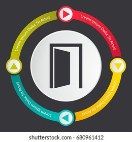 door icon, door infographics template