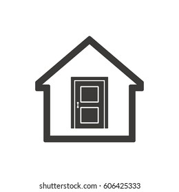 Door icon, isolated.  Flat design.