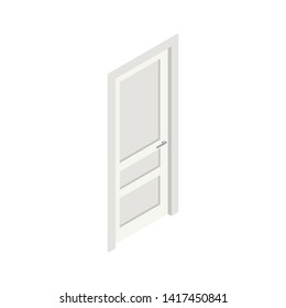 Door icon. Isometric view of white door.