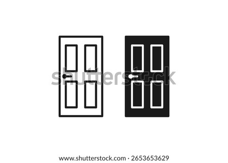 door icon line and flat design