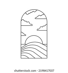Door icon line retro sky 