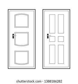 Door Icon. Line style concept, skets door outline design vector 