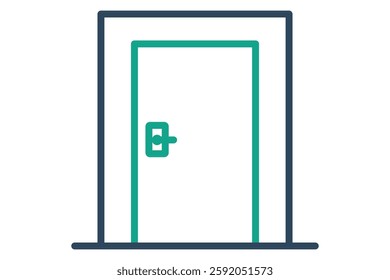Door icon. line icon style. icon related to furniture. furniture elements vector illustration