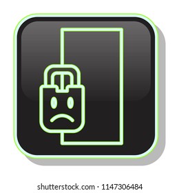 Door Icon. Locked Door. Home Security concept. Editable stroke flat icons. Simple thin line art logo. Neon web app button. Vector illustration. 