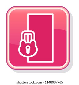 Door Icon. Locked Door. House Security concept. Editable stroke flat icons. Simple thin line art logo. Web app button. Vector illustration. 