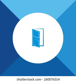 Door Icon on Blue Background. Eps-10.