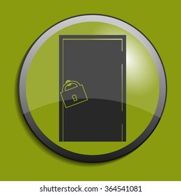 Door icon on circle button. Vector illustration