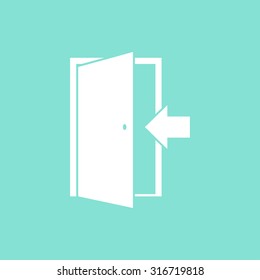 Door  icon  on green background. Vector illustration.