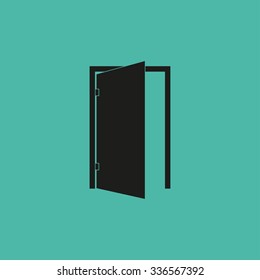 Door  icon  on green background. Vector illustration.