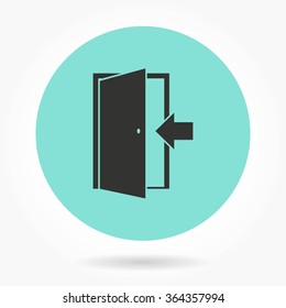 Door  icon  on green background. Vector illustration.