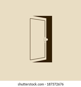 Door icon on retro vintage background