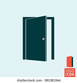 Door icon. Open door icon isolated, minimal design. Vector illustration