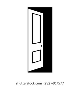 Door icon. Open silhouette of door to house isolated on white background. Vector entrance