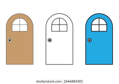 Conjunto de ícone de porta. porta de entrada fechada ícone vetor. Pictograma de portas isolado sobre fundo branco. Modelo de vetor de logotipo de porta criativo e mínimo. ilustração de vetor de ícone de porta. Arquivo Eps 128.
