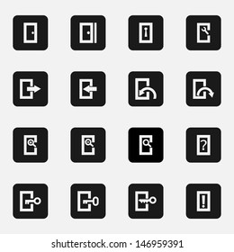 Door icon set concept ideas black and white  color web sign,  Simple rounded square shape internet button, Vector illustration internet design elements 10 eps