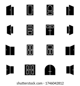 Door icon set. Simple login, sign in solid icon sign concept. vector illustration. 