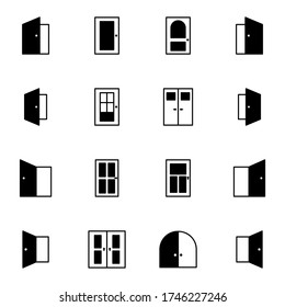 Door icon set. Simple login, sign in solid line icon sign concept. vector illustration. 