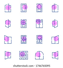 Conjunto de iconos de la puerta. Inicio de sesión simple, inicio de sesión en el concepto de símbolo de esquema coloreado. ilustración vectorial. 
