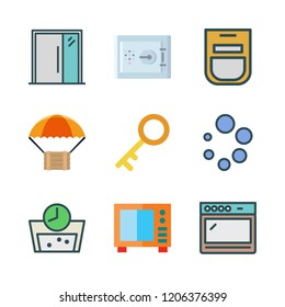 door icon set. vector set about washing machine, key, delivery and entrance icons set.