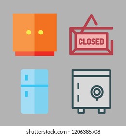 door icon set. vector set about fridge, safebox, cabinet and closed icons set.