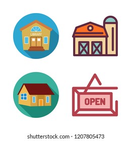 door icon set. vector set about house, open and barn icons set.