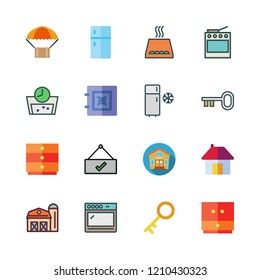 door icon set. vector set about cabinet, key, open and washing machine icons set.