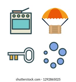 door icon set. vector set about delivery, loading, oven and key icons set.