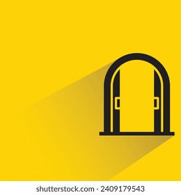 door icon with shadow on yellow background