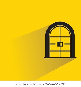 Icono de puerta con sombra sobre fondo amarillo
