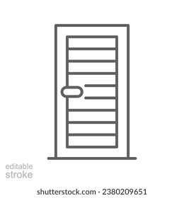 Door icon. Simple outline style. Entry door, linear, close, construction, room, house, home interior concept. Thin line symbol. Vector illustration isolated. Editable stroke.