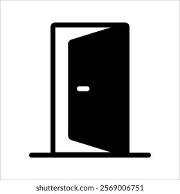 Door icon in solid and stroke style on white background