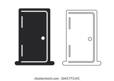 Door icon in solid and stroke style.