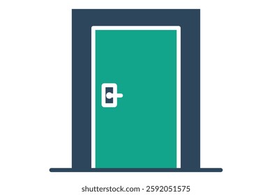 Door icon. solid icon style. icon related to furniture. furniture elements vector illustration