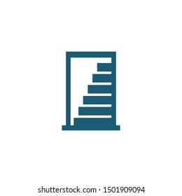 door icon with stair symbol vector design template