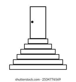 Türsymbol-Schritte. Minimalistisches Design-Konzept. Aufsteigende Treppe. Weg zu Chancen.