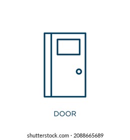 door icon. Thin linear door outline icon isolated on white background. Line vector door sign, symbol for web and mobile