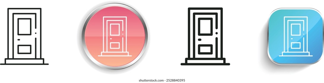 door icon. Thin Linear, Regular and Button Style Design Isolated On White Background