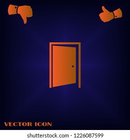 Door Icon in trendy flat style isolated on blue background. Open door symbol for your web site design, logo, app, UI. Vector illustration, EPS10.