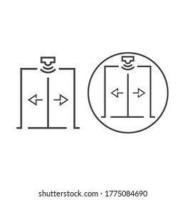 Icono de la puerta en un estilo plano de moda aislado en un fondo gris. Abrir símbolo de puerta para el diseño de tu sitio web, logotipo, aplicación, interfaz de usuario. Ilustración del vector, EPS10.